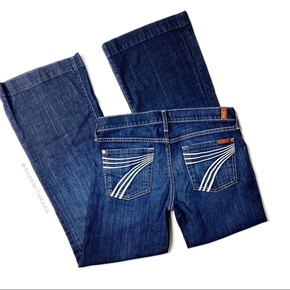 7 For All Mankind Denim - 7 For All Mankind Blue Dojo Wide Flare Jeans 29